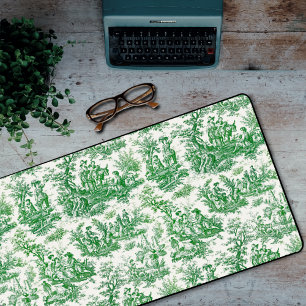 Elegant vintage green toile de jouy desk mat