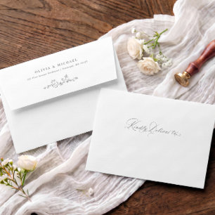 Elegant Vintage Grey French Floral Wedding Envelope