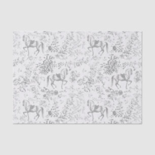 Elegant Vintage Grey Horse Floral Pattern Tissue Paper