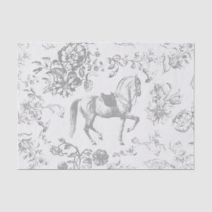 Elegant Vintage Grey Horse Flowers Tissue Paper