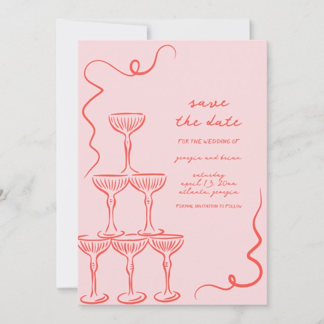 Elegant Vintage Hand Drawn Save The Date  Invitation (Front)