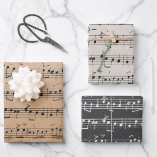 Elegant Vintage Handwrite Sheet Music Notes Kraft
