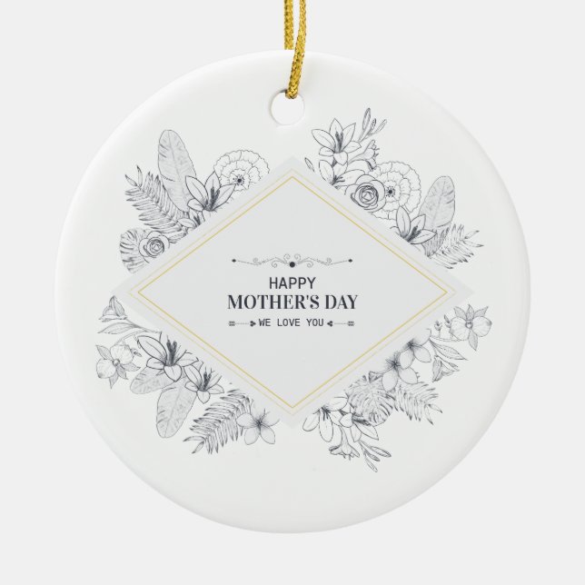 Elegant Vintage Happy Mother's Day | Ornament (Front)