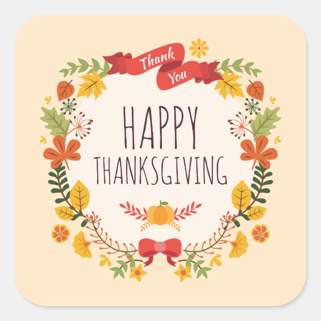 Elegant Vintage Happy Thanksgiving | Sticker Seal (Front)