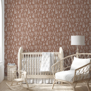 Elegant Vintage Herbal Garden Mocha Brown Wallpaper