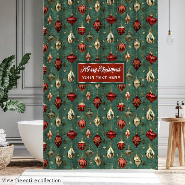 Elegant vintage holiday curtain with custom name (Elegant vintage holiday curtain with custom name tag)