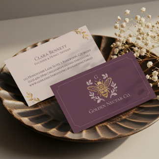 Elegant Vintage Honey Bee Floral Luxury Monogram Business Card