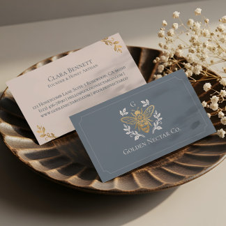 Elegant Vintage Honey Bee Floral Luxury Monogram Business Card