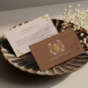 Elegant Vintage Honey Bee Floral Luxury Monogram Business Card