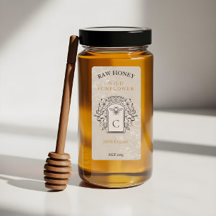 Elegant Vintage Honey Queen Bee Honey Jar Label