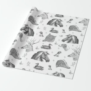 Elegant Vintage Horse English Country Hunting Wrapping Paper