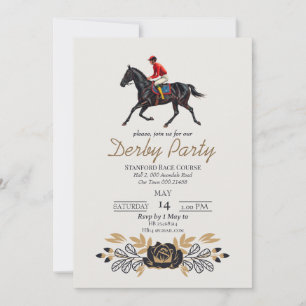 Elegant Vintage Horse & Jockey Kentucky Derby Part Invitation