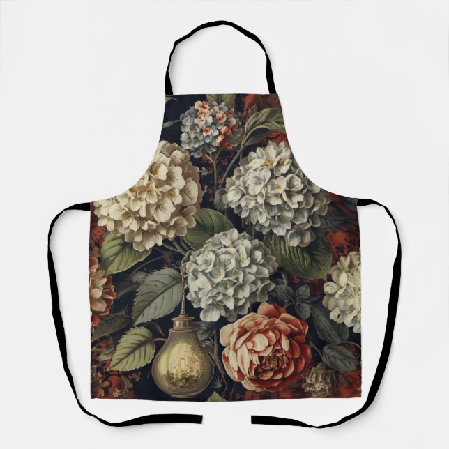 Elegant vintage Hydrangea Floral Pattern  Apron (Front)