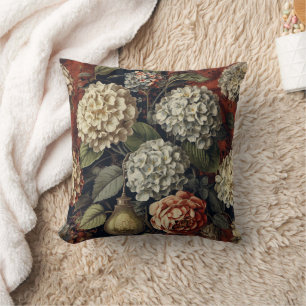 Elegant vintage Hydrangea Floral Pattern  Cushion