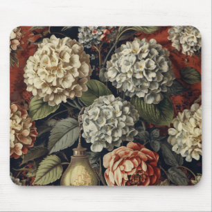 Elegant vintage Hydrangea Floral Pattern Mouse Pad