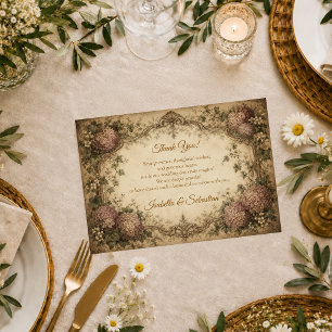 Elegant Vintage Hydrangea Wedding Thank You Card
