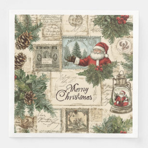 Elegant Vintage Inspired Christmas Floral Pattern Napkin