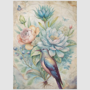 Elegant Vintage Inspired Floral Bird Furniture Tissue Paper