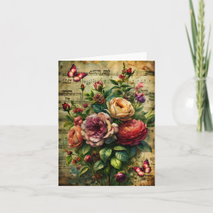 Elegant Vintage Inspired Floral Blank Note Card