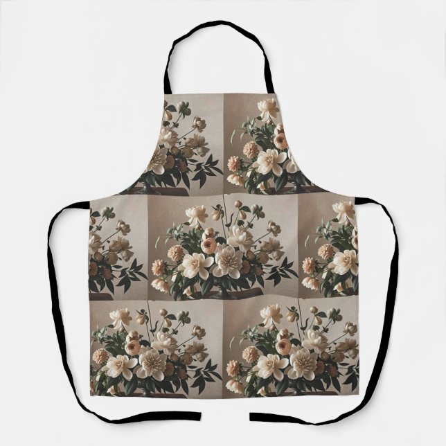 Elegant vintage-inspired floral soft delicate  apron (Front)