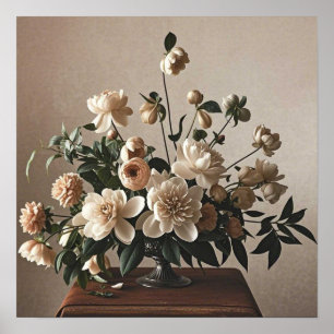 Elegant vintage-inspired floral soft delicate  poster