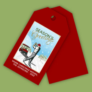 Elegant Vintage Inspired Golf Christmas Gift Tags