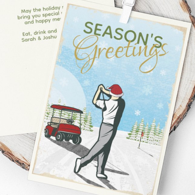 Elegant Vintage Inspired Golf Christmas Holiday Card (Creator Uploaded)