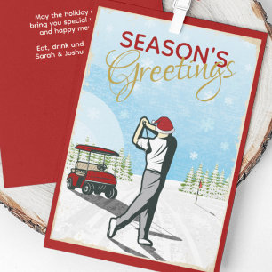 Elegant Vintage Inspired Golf Christmas Holiday Card