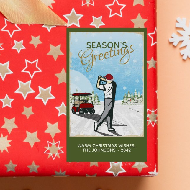 Elegant Vintage Inspired Golf Christmas Rectangular Sticker (Creator Uploaded)
