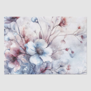 Elegant Vintage Inspired Winter Floral Decoupage Tissue Paper