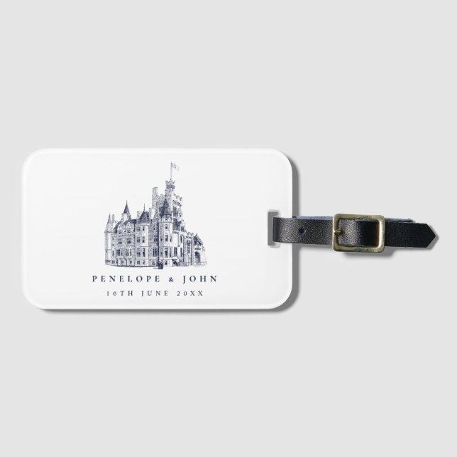 Elegant Vintage Italian Villa Destination Wedding Luggage Tag (Front Horizontal)