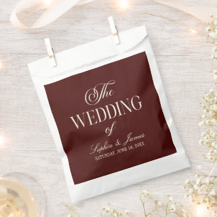 Elegant Vintage Ivory Dark Burgundy Wedding Favour Bags