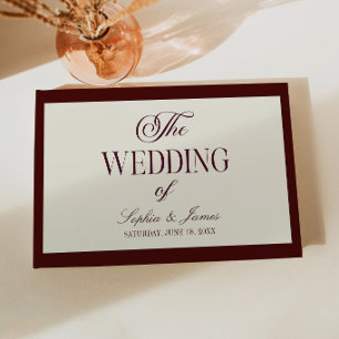 Elegant Vintage Ivory Dark Burgundy Wedding Guest Book
