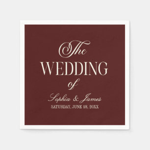 Elegant Vintage Ivory Dark Burgundy Wedding Napkin