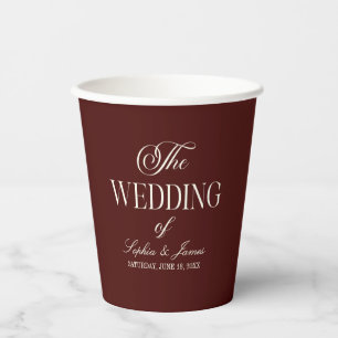 Elegant Vintage Ivory Dark Burgundy Wedding Paper Cups