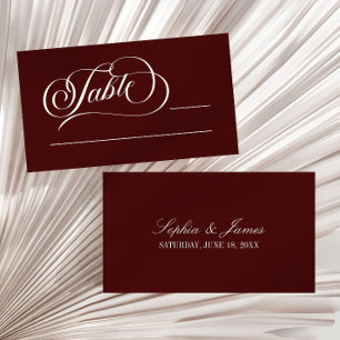 Elegant Vintage Ivory Dark Burgundy Wedding Place Card