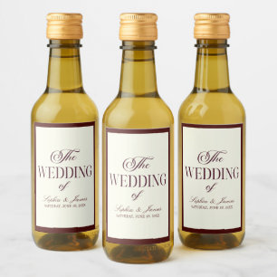 Elegant Vintage Ivory Dark Burgundy Wedding Wine Label