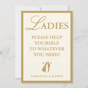 Elegant Vintage Ivory Ladies Bathroom Basket Sign Invitation