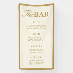 Elegant Vintage Ivory Wedding Bar Menu Reception Banner