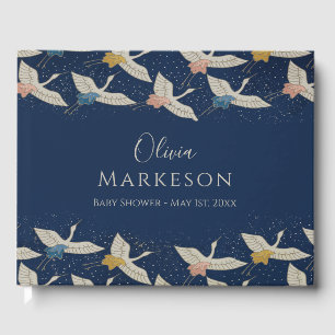 Elegant Vintage Japanese Cranes Baby Shower Guest Book