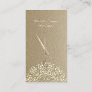 Elegant Vintage,Kraft, Lace,Scissors Business Card