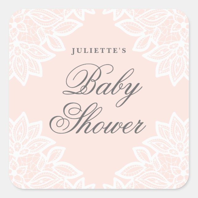 Elegant vintage lace baby shower sticker (Front)