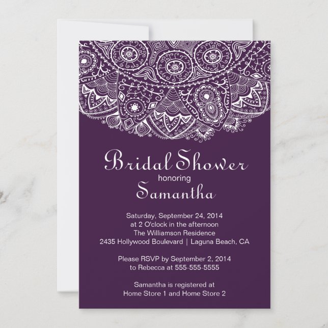 Elegant Vintage Lace Bridal Shower Invitation (Front)