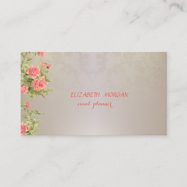 Elegant Vintage ,Lace,Roses Business Card (Front)