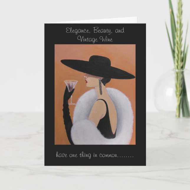 Elegant vintage lady, Birthday card (Front)