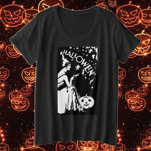 Elegant Vintage Lady with Mask Plus Size T-Shirt