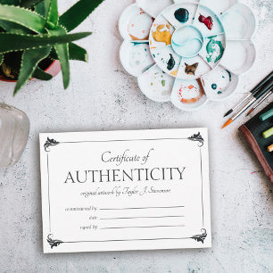 Elegant Vintage Larger Certificate of Authenticity