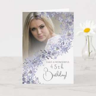 Elegant Vintage Lavender Birthday Photo Card