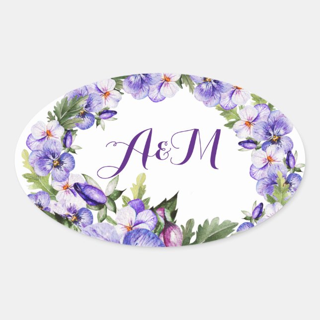 Elegant Vintage Lavender Floral Monogram Sticker (Front)
