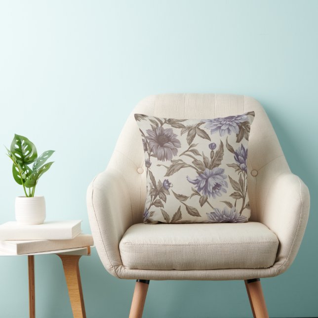 Elegant Vintage Lavender Floral Pattern Cushion (Chair)